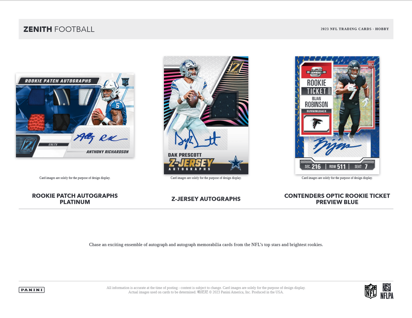2023 Panini Zenith Football Hobby 12 Box Case