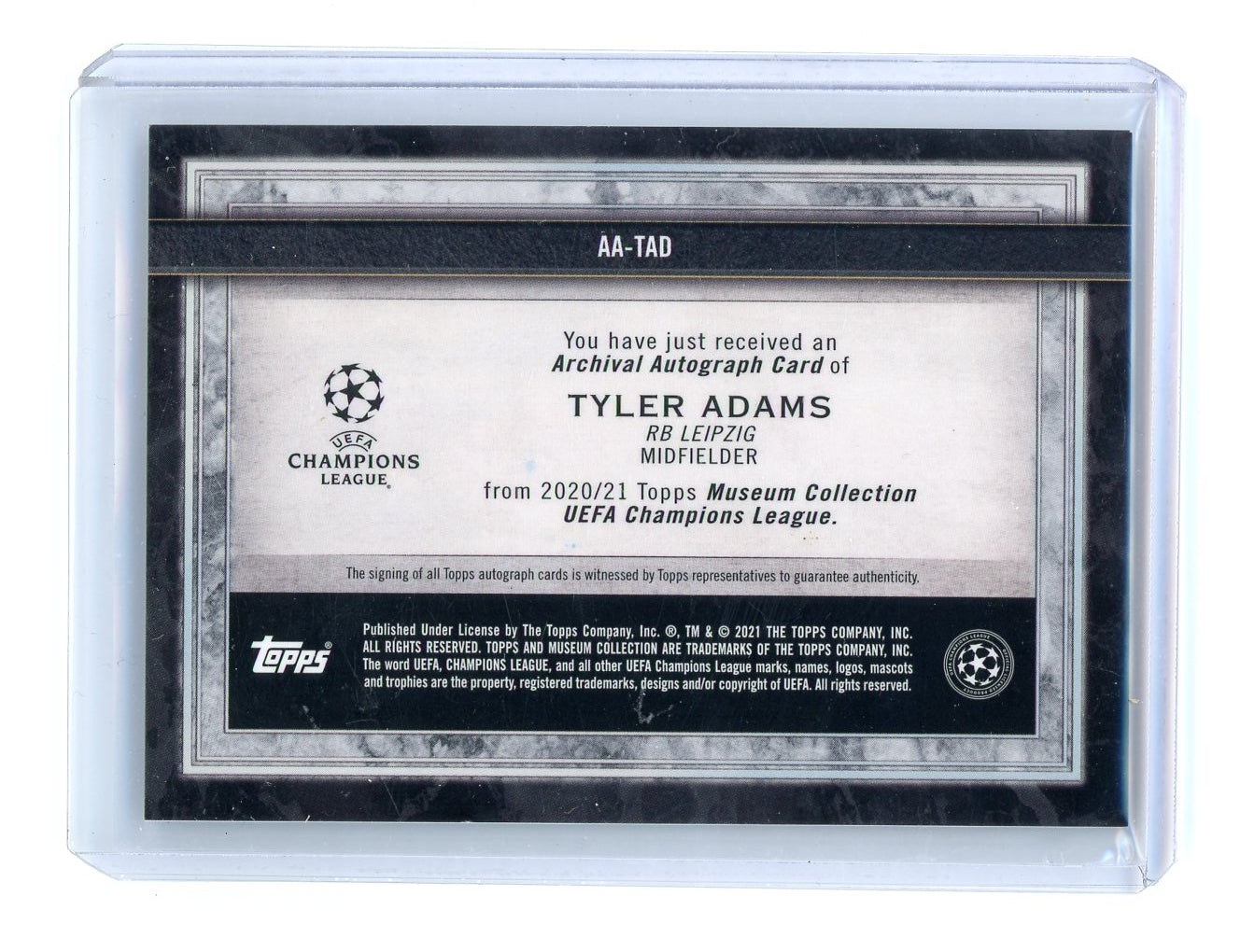 Tyler Adams 2021 Topps Chrome UCL Steve Aoki Edition Autographs Orange #'d 08/25