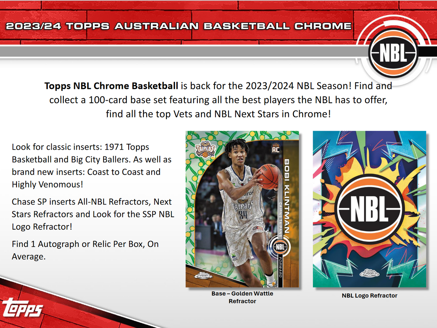 2023-24 Topps Chrome NBL Basketball Hobby 12 Box Case