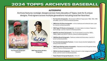 2024 Topps Archives Baseball Blaster Box 40 Box Case