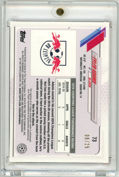 Tyler Adams 2021 Topps Chrome UCL Steve Aoki Edition Autographs Orange #'d 08/25